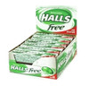 Caramelos duros de menta-lipto Halls Free Sin Azúcar, 20 g / 0.7 oz c/u (caja de 12)