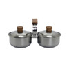 Guadix Stainless Steel Double Yerbera and Sugar Container with Wooden Details
