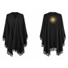Argentine Black Ruana with Gold Embroidered Sun of May – Unisex