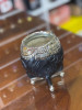 Orfebre Black Carved Torpedo Mate Gourd with Alpaca Silver Rim and Beaded Base
