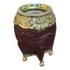 Orfebre Burgundy Carved Torpedo Mate Gourd with Bronze Rim and Beaded Base