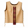 Barranca Handmade Leather Vest with Loom Detail Beige by Espacio Alazán