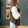 Roble Handmade Leather & Knit Vest One Size Dark Brown by Espacio Alazán