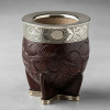 Matesur Imperial Mate Gourd with Hand-Tooled Leather & Alpaca Base, Dark Brown