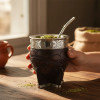 Matesur Imperial Mate Gourd with Hand-Tooled Leather & Alpaca Base, Dark Brown