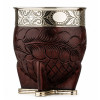 Matesur Imperial Mate Gourd with Hand-Tooled Leather & Alpaca Base, Dark Brown
