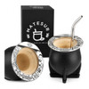 Matesur Argentina Calabash Mate Cup with Stainless Steel Rim and Pico - Handcrafted Leather Finish