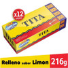 Tita Pack Familiar Galleta recubierta de chocolate con relleno de crema de limón, 12 galletas x 18 g / 0.63 oz caja familiar