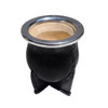 Large Camionero Premium Leather Mate Gourd Carved Calabaza, Double Reinforced Flat Base and Stainless Steel Ring, 10 cm / 3.9" dia x 13 cm / 5.1" H