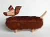 Perro Salchicha Dachshund Wiener Dog Handmade Wood & Leather Dog Doll Decorative Animal Doll Toy by Taller Clavelli, 14 cm x 25 cm x 8 cm / 5.5" x 9.8" x 3.1"