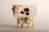 Vaca Con Ternero Cuero Natural Top Handmade Cow & Calf In Cowhide And Wood Doll Decorative Animal Doll Toy by Taller Clavelli, 19 cm x 22 cm x 9 cm / 7.5" x 8.9" x 3.5 "