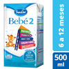 Sancor Bebé 2 Baby Formula Milk with DHA, ARA, Fibers, Proteins & Vitamins Recommended For 6 to 12 Months, 500 ml / 16.9 fl oz (box of 6)