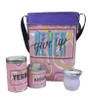 Matera Mate Kit Mate Basket with Sugar Bowl, Yerba Bowl & Ceramic Mate - "Never Give Up" Design (Two Compartments Inside)