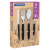 Tramontina Ipanema Negro Juego de Cubiertos Stainless Steel Flatware Set with Polypropylene Handles Cutlery Set Service For 6 People (24 pc)