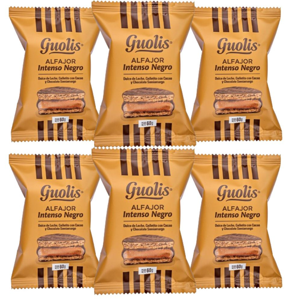 Guolis Alfajores Intenso Negro Semi-Bitter Chocolate Alfajor With Dulce ...