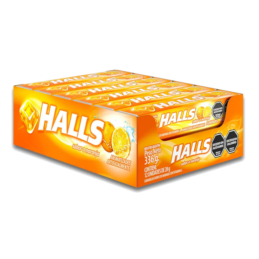 Halls Naranja Orange Hard Candy with Vitamin C, 28 g / 0.98 oz ea (box ...