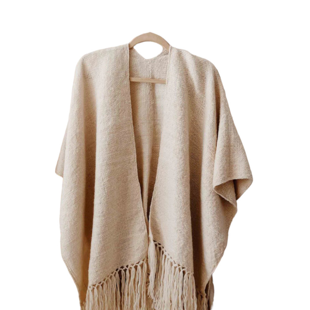 RUAH | Artisanal Cream Llama Wool Yalad Ruana - Handcrafted