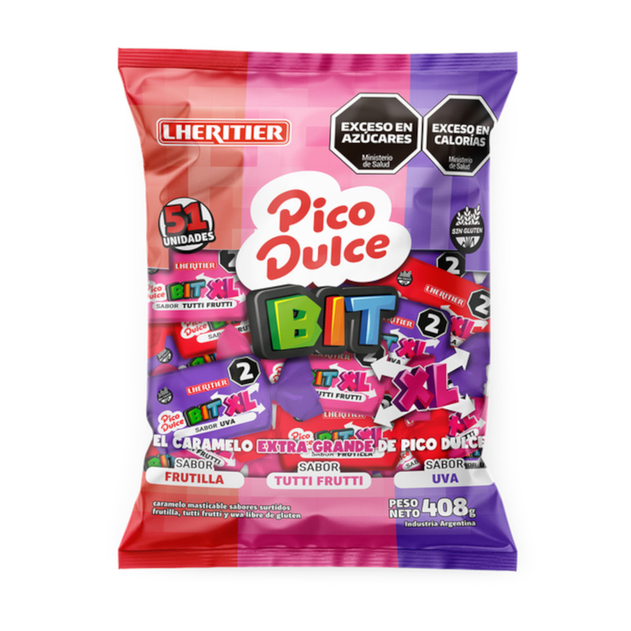 Pico Dulce BIT XL Chewy Candy Strawberry, Tutti Frutti &amp; Grape 