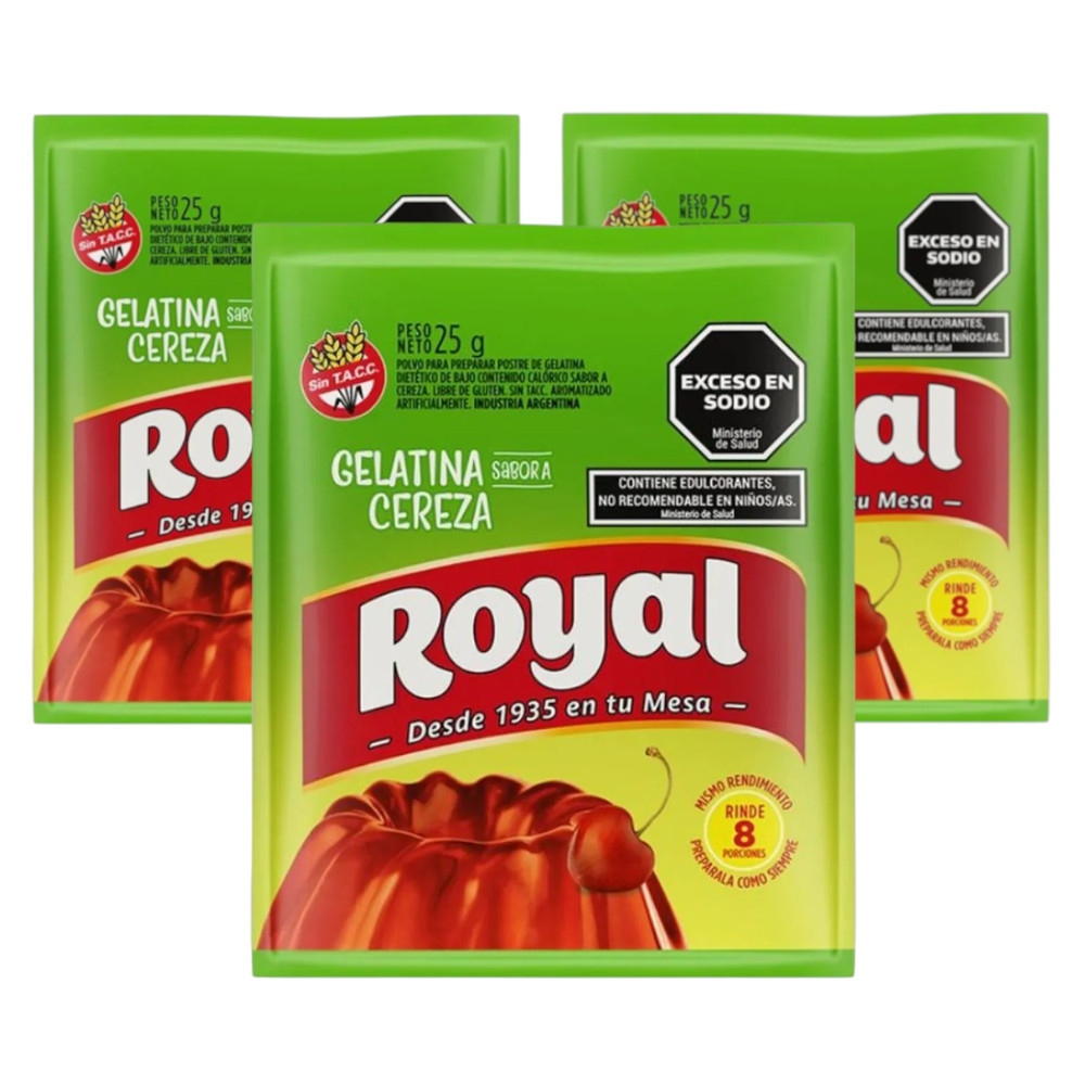 Royal Cherry Ready to Make Light Jelly Gelatina Cereza Sin