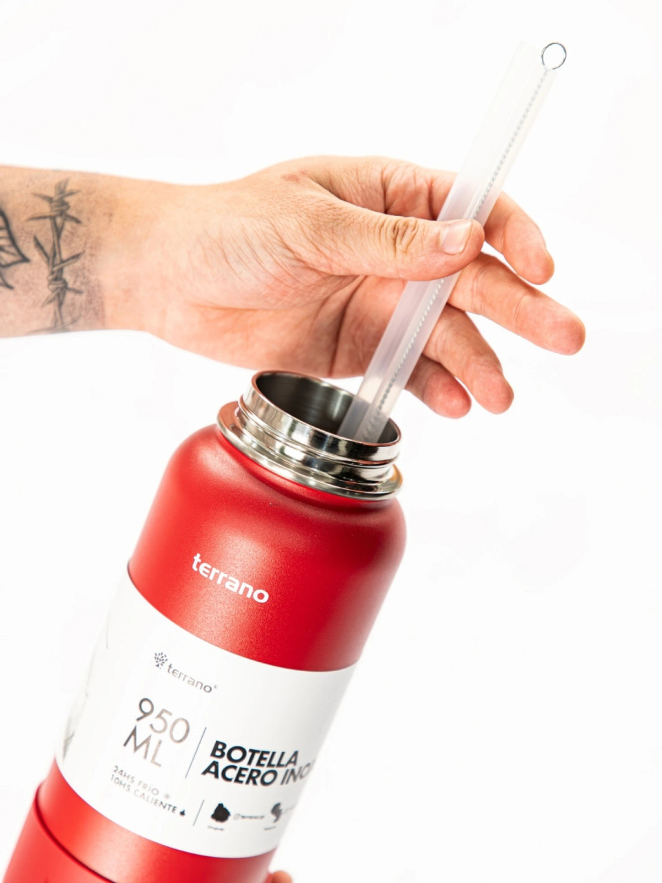 Terrano Thermal Bottle with Straw Spout, Removable Silicone Base