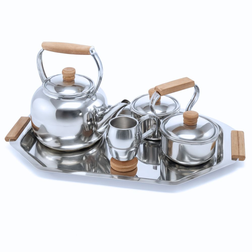 Guadix Stainless Steel Mate Set with Wooden Details - Includes