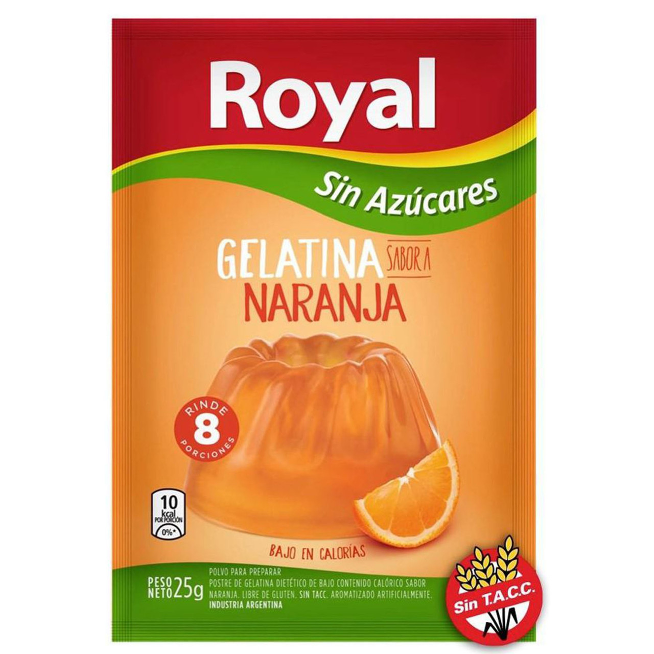 Royal Orange Ready To Make Light Jelly Gelatina Naranja Sin Azucares Jell O 8 Servings Per Pouch 25 G 0 Oz Box Of 8 Pouches Pampa Direct