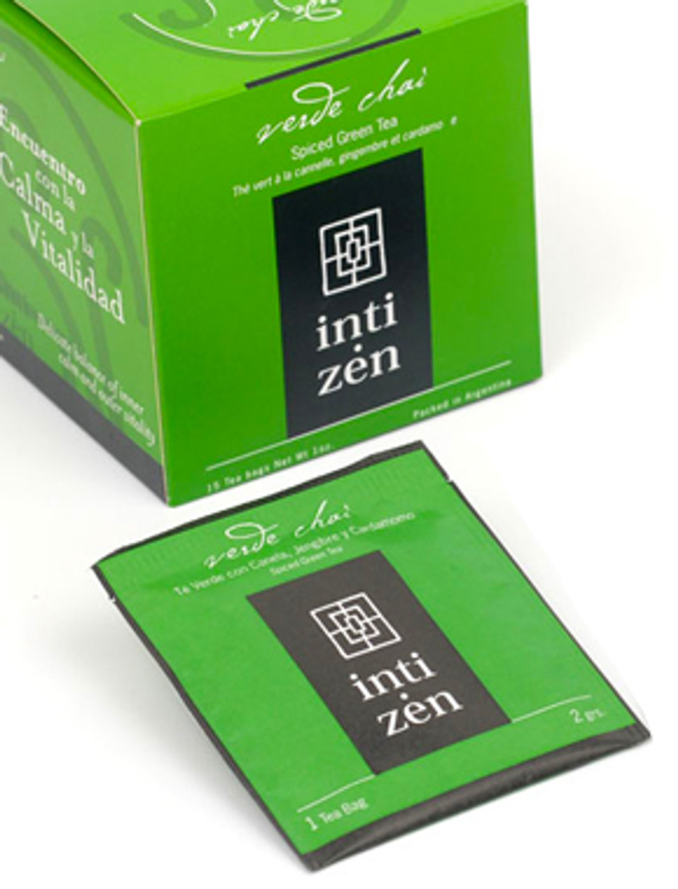 Inti Zen Green Chai Green Tea Cinnamon Ginger Cardamom box