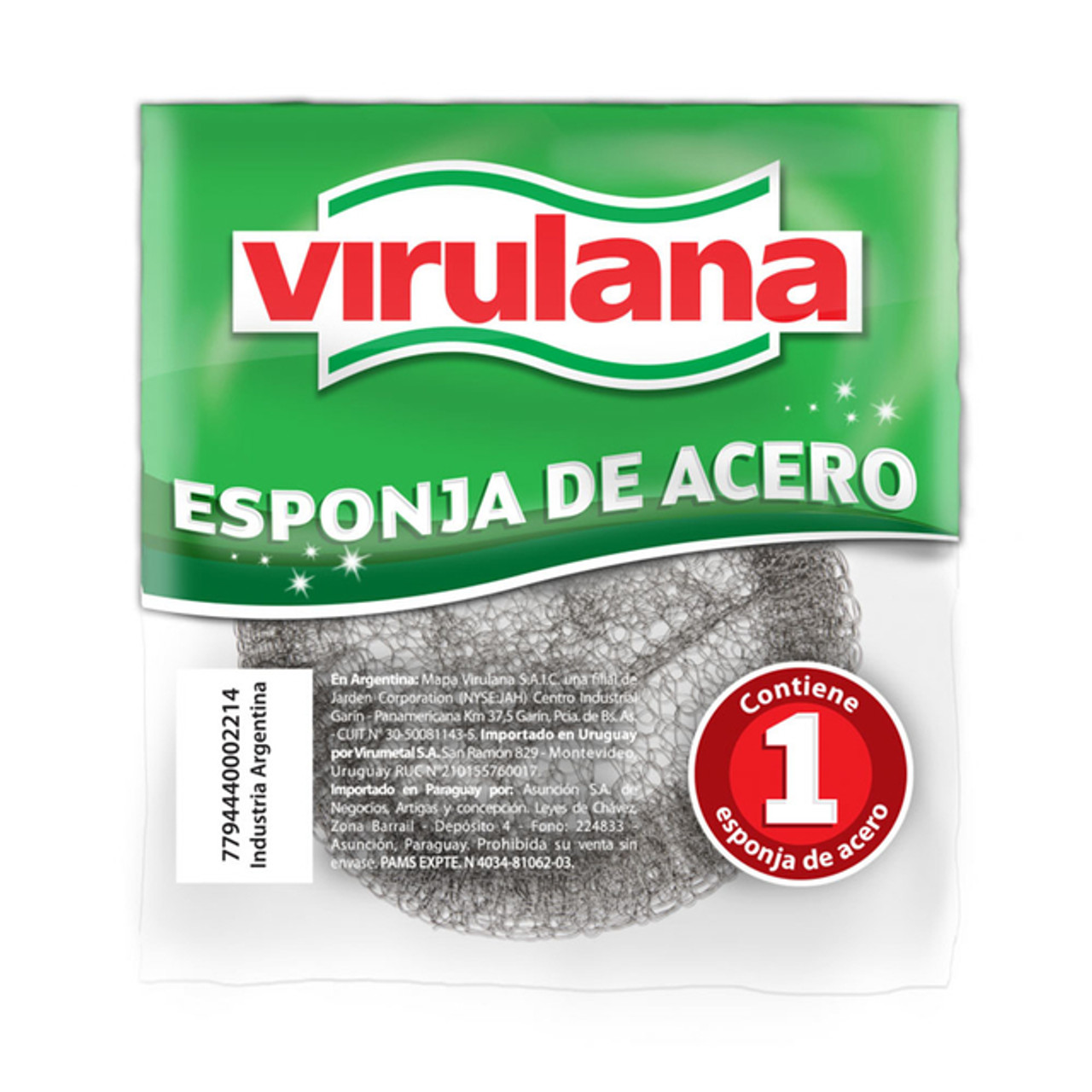 Virulana Esponja Estropajo de Acero Lana de Acero Inoxidable Ideal para la  Limpieza Dura de Cocinas Tamaño Grande, 22 g / 0.77 oz (pack de 3)