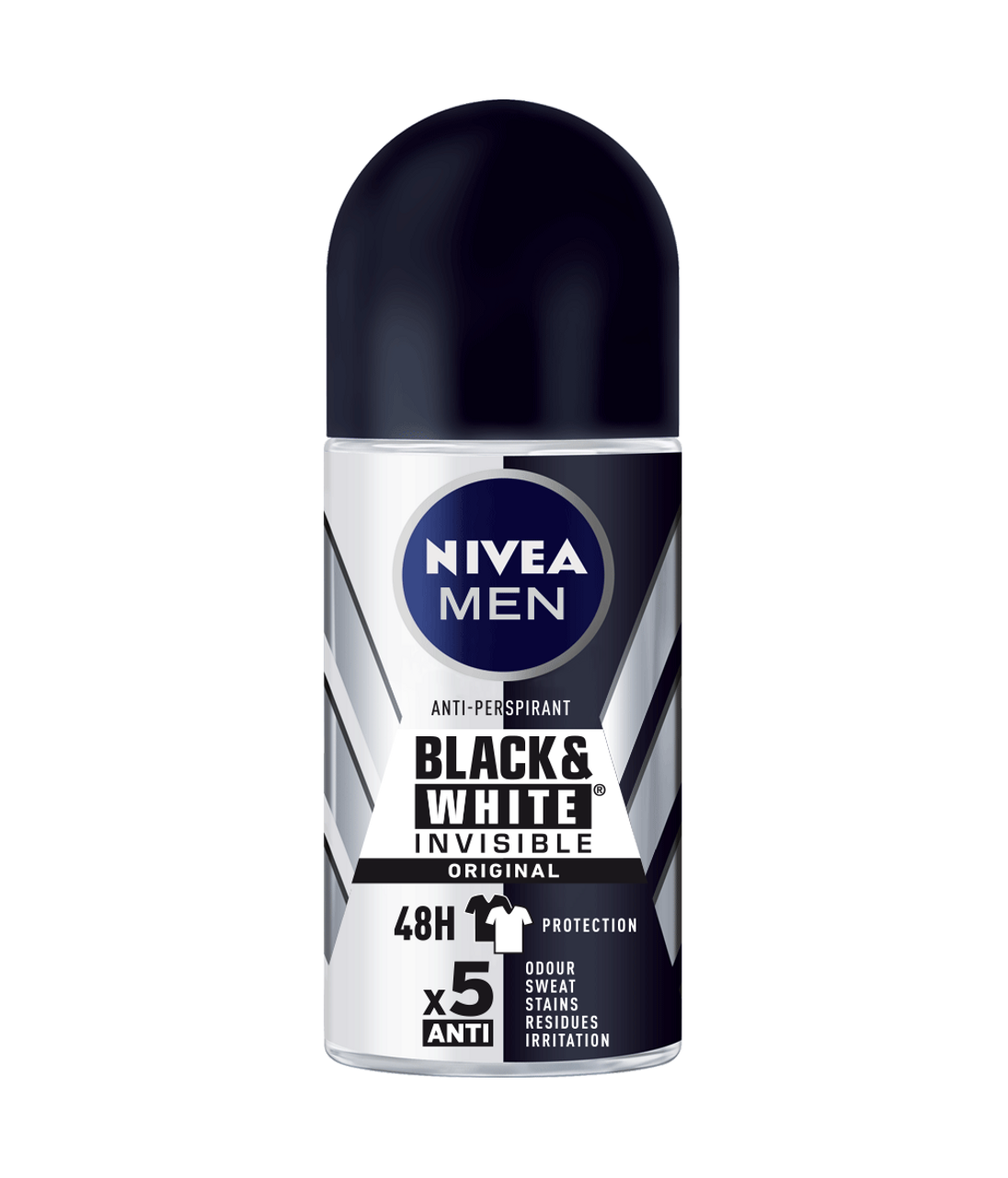 Nivea Men Roll On Antiperspirant & Deodorant Invisible Black and White 48  Hour Protection - Alcohol Free,
