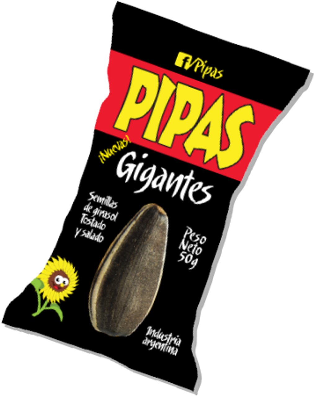 Pipas Gigantes Salty Toasted Sunflower Seeds w/shell, 50 g / 1.76 oz (pack  of 10)
