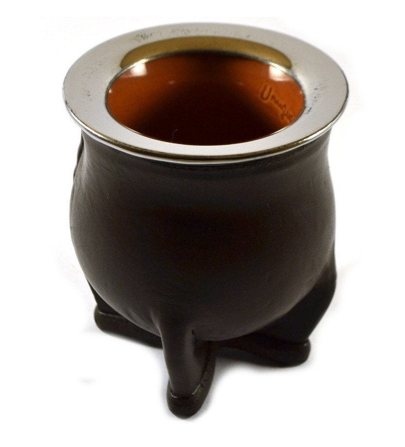 Large Camionero Premium Leather Ceramic Enameled Mate Gourd, Non