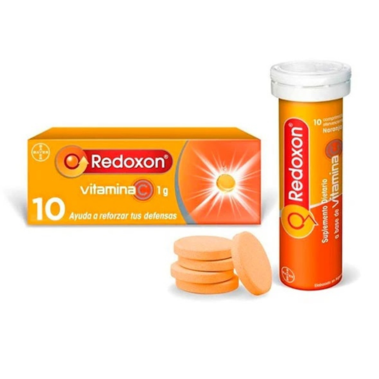 Redoxon Vitamina C Dietary Supplement Vitamin C Effervescent Tablets Orange  Flavor Strengthens The Immune System (box of 10 pills)