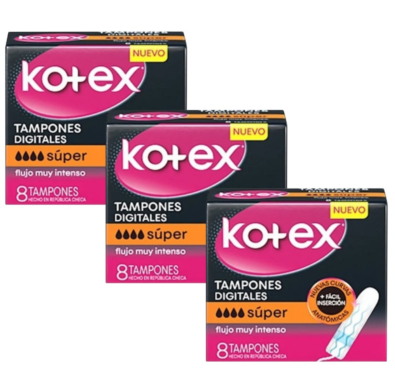 Almægtig Undvigende kindben Kotex Tampones Súper Tampons Heavy Flow Super Absorbent Tampons with Blue  Protection Techonology, 8 count (pack