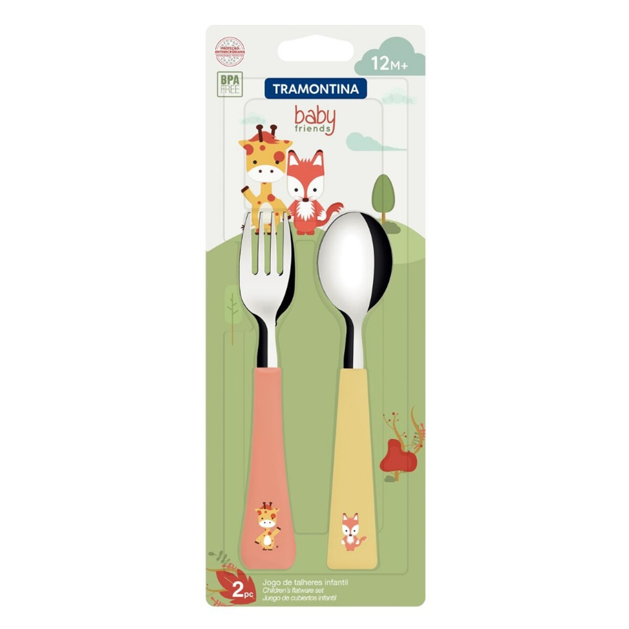 Tramontina Baby Friends Juego de Cubiertos Infantil Children's Flatware Set  Fork & Spoon BPA-Free (2