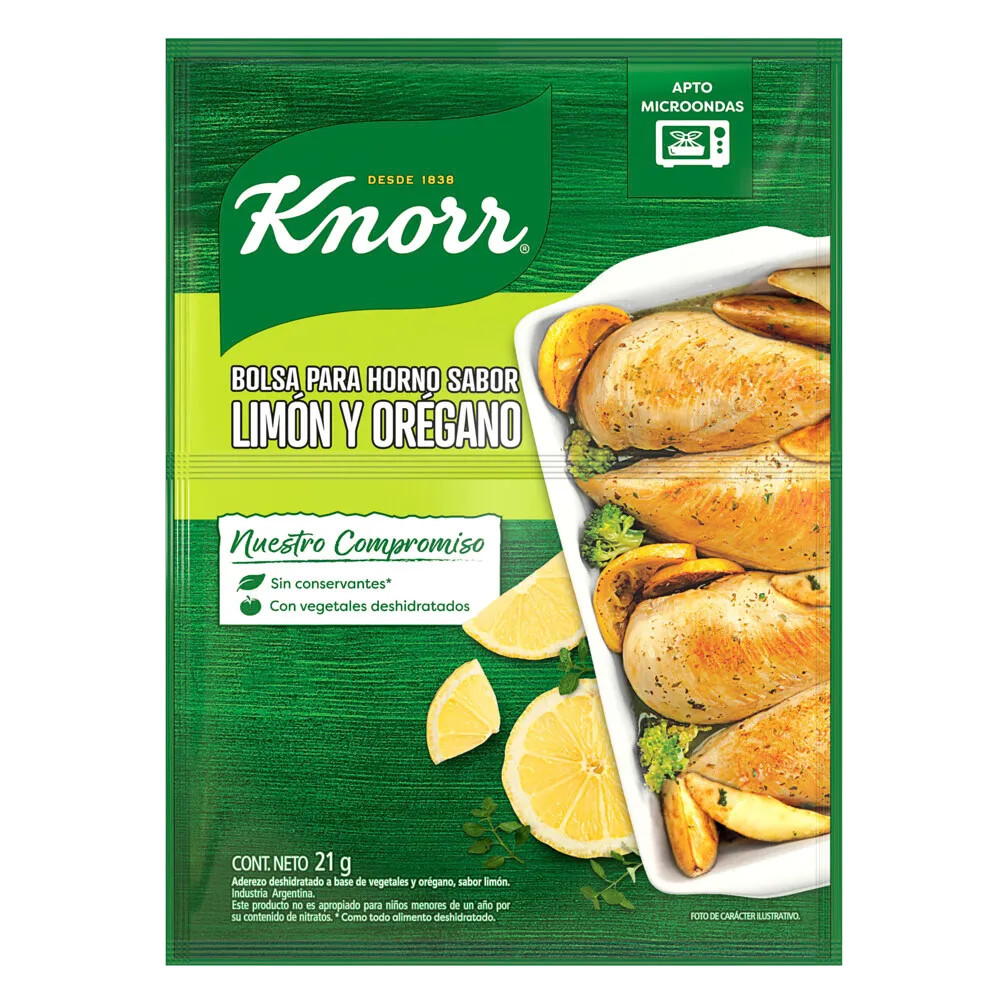 Knorr Sabor Al Horno Microwave Safe Limón y Orégano Dehydrated