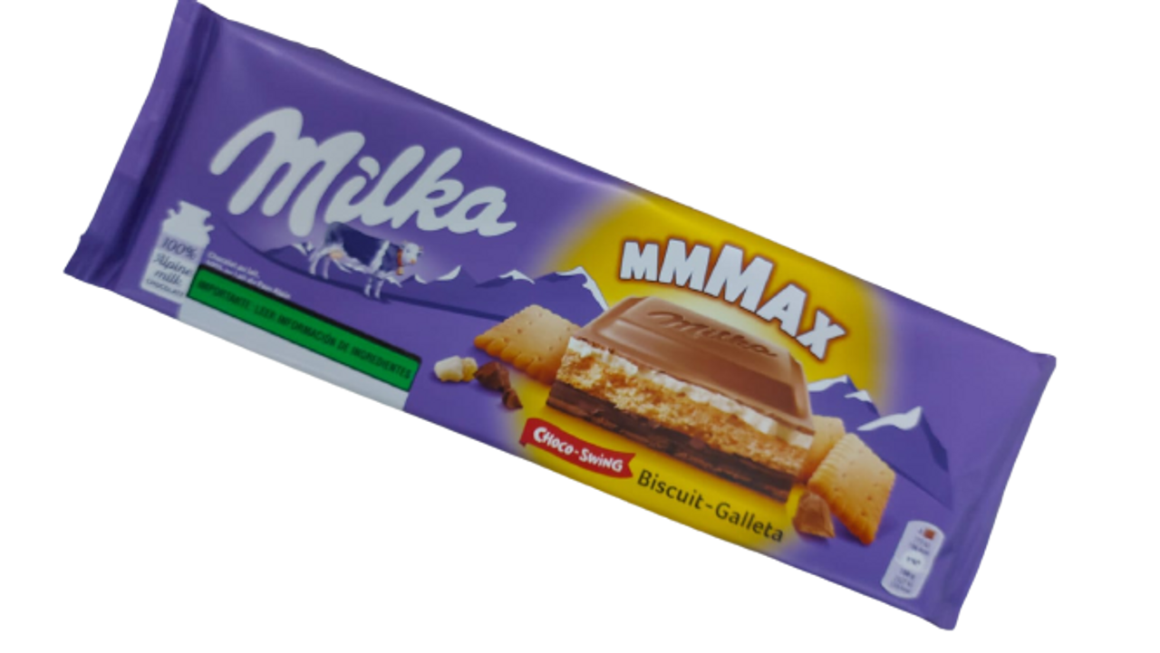 Chocolate con leche relleno de galleta, leche y chocolate Milka 300 g.