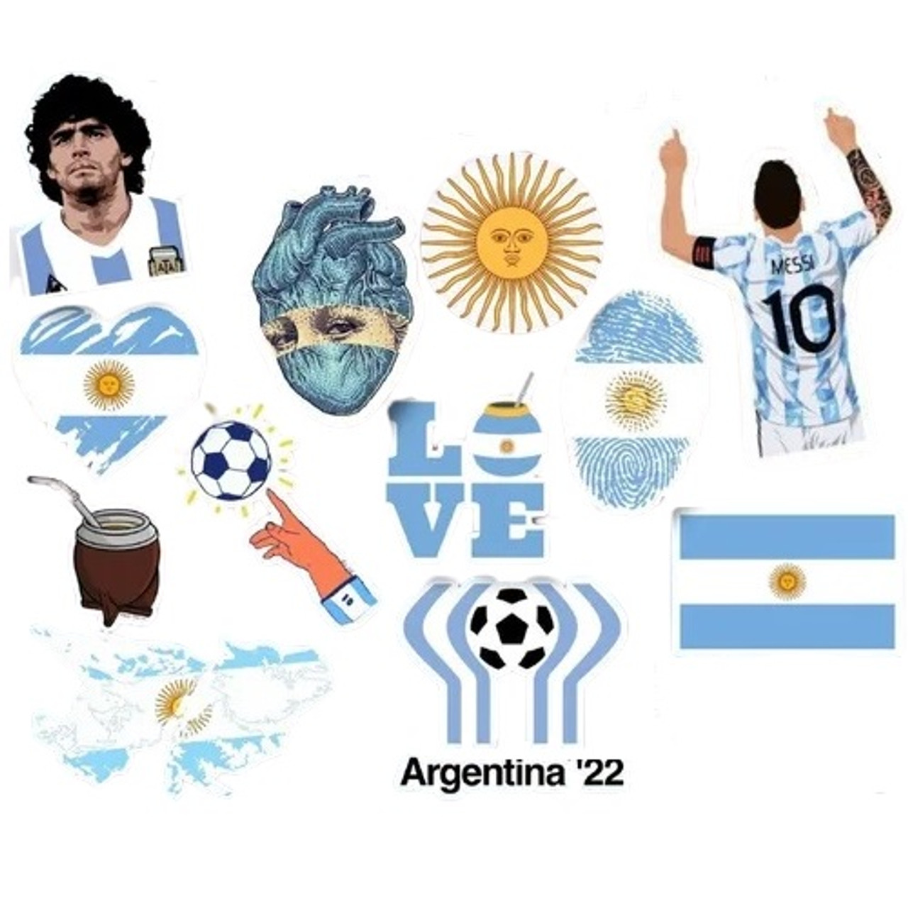 12-Pack Stickers Selección Argentina Waterproof Stickers Argentina Football  Team (10 units)