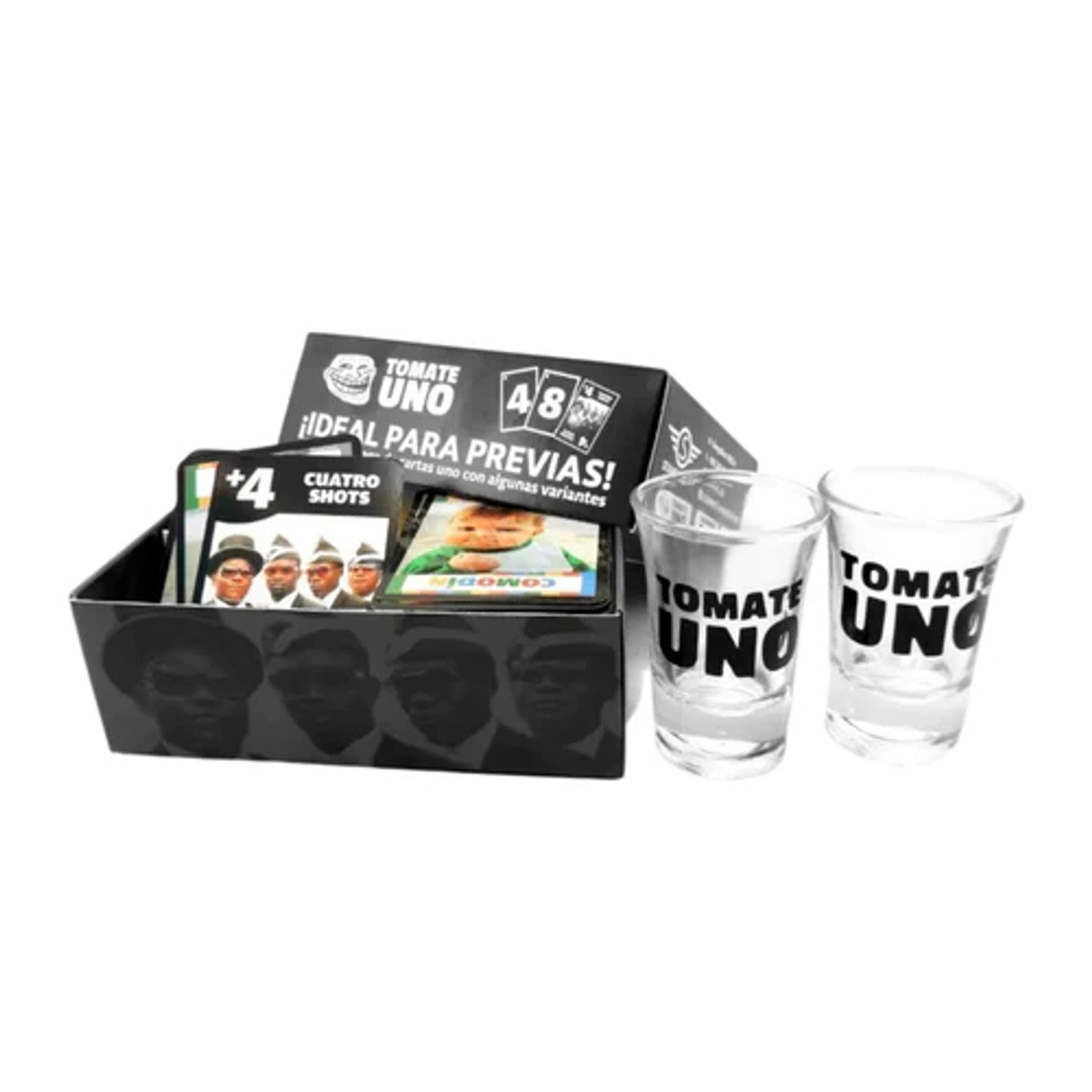 Juego de Cartas UNO Drink + 4 Vasos para Shot