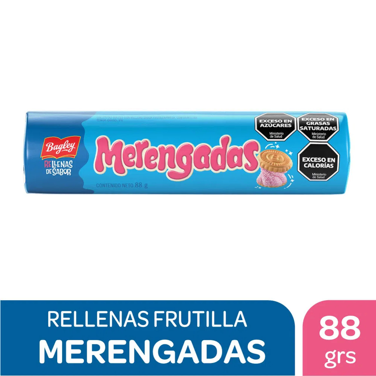 Merengadas Cookies with Strawberry Gummy Filling Wholesale Bulk Box, 88 g /  3.1 oz ea (36 count per box)