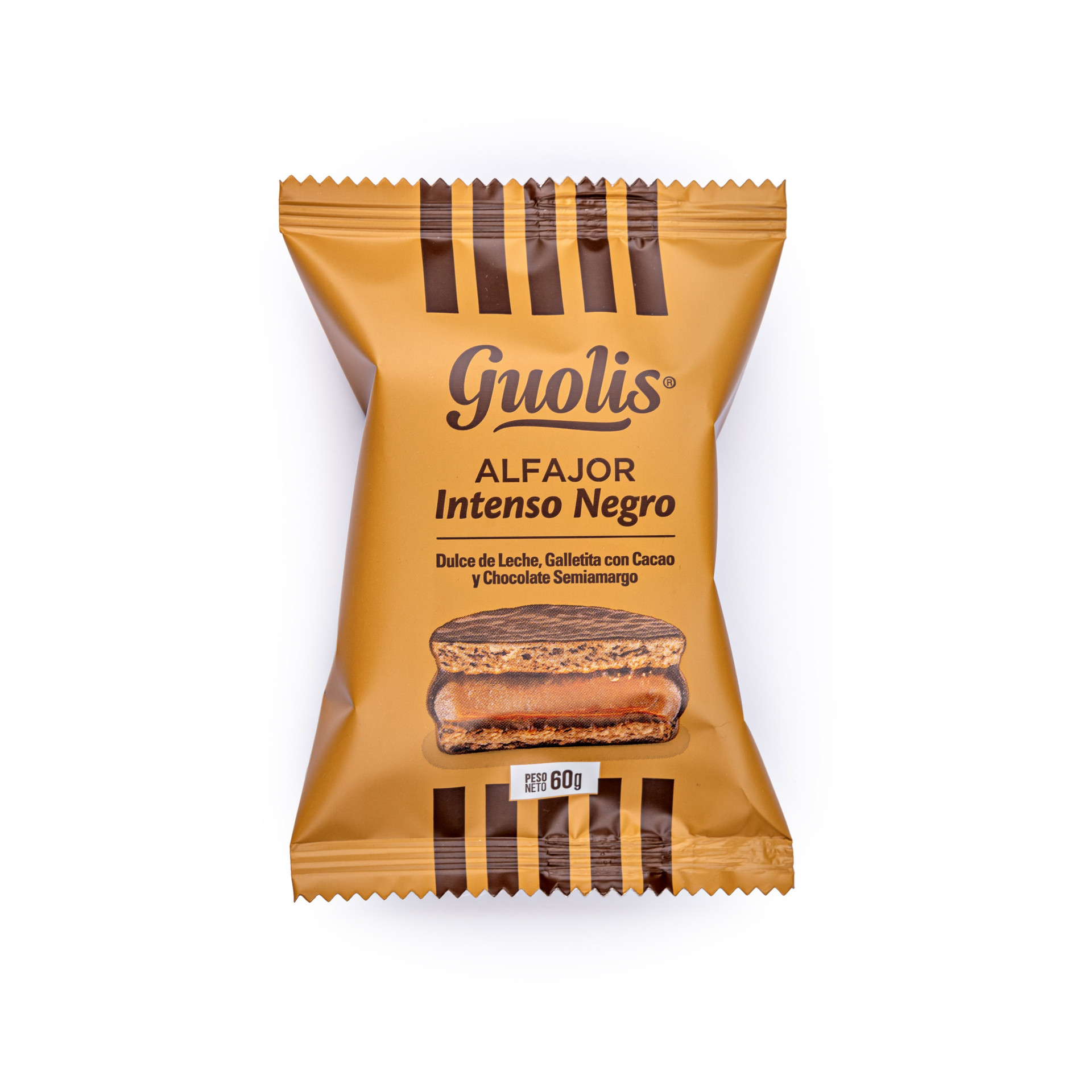 Guolis Alfajores Intenso Negro Semi-Bitter Chocolate Alfajor With Dulce ...