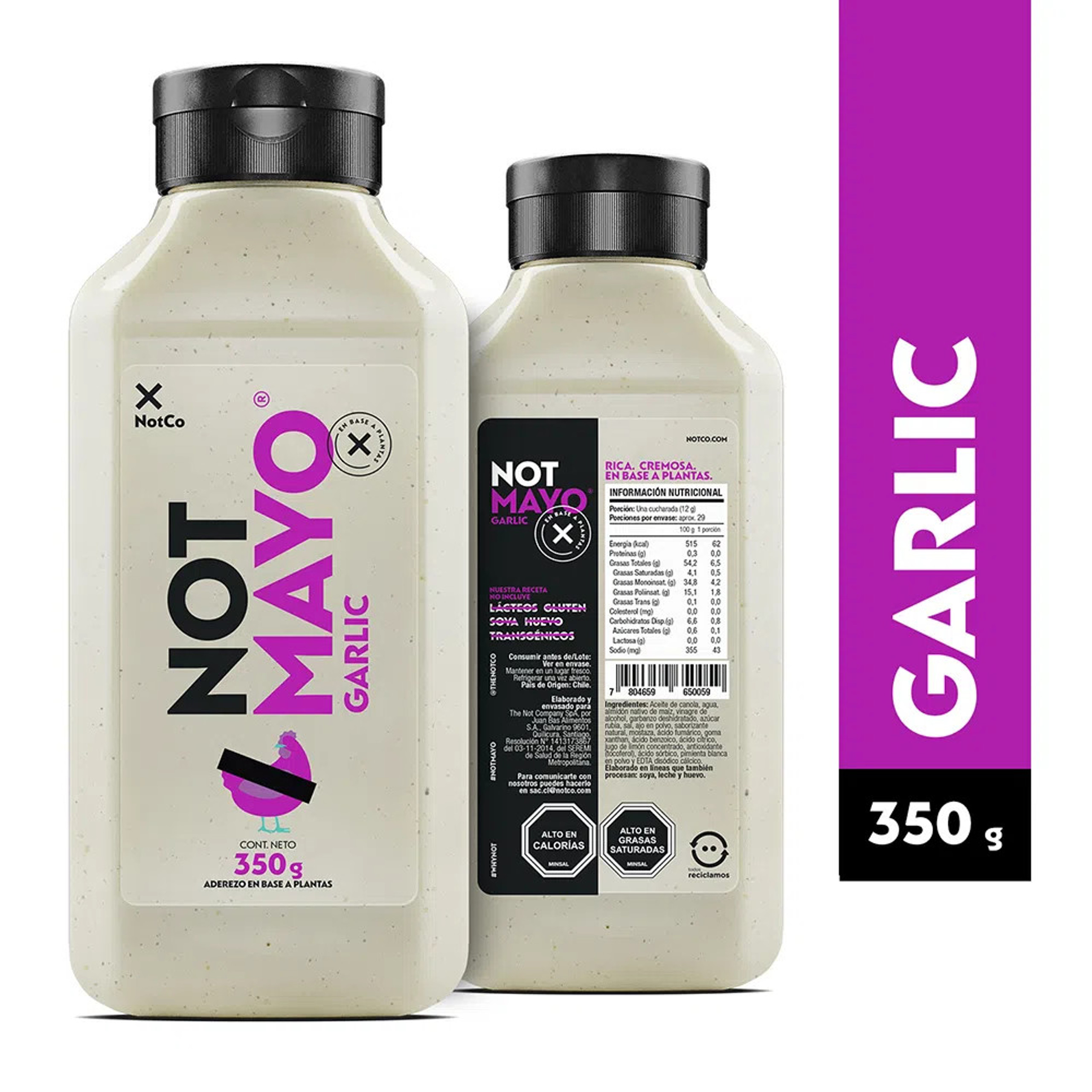 NotCo Not Mayo Garlic Mayonnaise PlantBased Dressing Mayonesa Garlic, 350 g / 12.3 oz