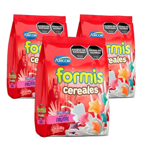 Formis Cereales Fruity Stars-Shaped Cereals Estrellas Sabor Frutal, 245 g / 8.64 oz ea (pack of 3)