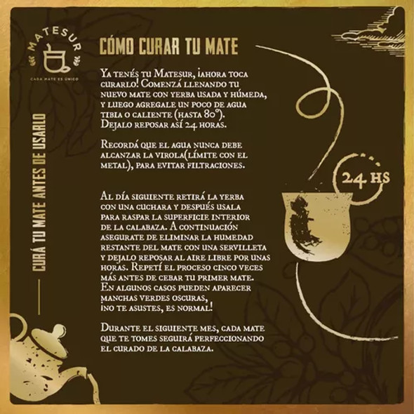Matesur Premium Imperial Gourd Mate Leather & Alpaca Cincelado Premium Calabaza Cuero (Black)