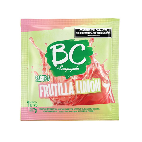 BC Jugo en Polvo Frutilla-Limón Powdered Juice Strawberry & Lemon Flavor - Sugar Free & Low Sodium, 7 g / 0.24 oz pouch (box of 18)