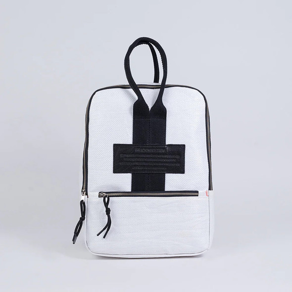 Fracking Design Mochila Lonco Backpack - Stylish White/Suede Design for Trendy Adventures | 35 cm x 45 cm x 5 cm