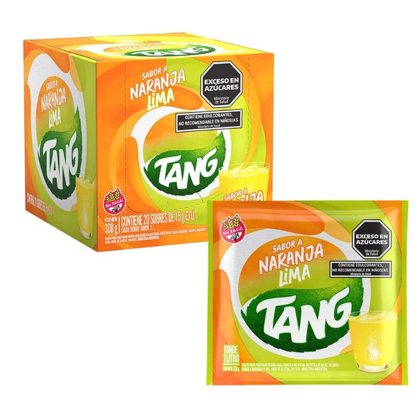 Jugo Tang Naranja & Lima Powdered Juice Lime & Orange, 15 g /  0.52 oz (box of 20)