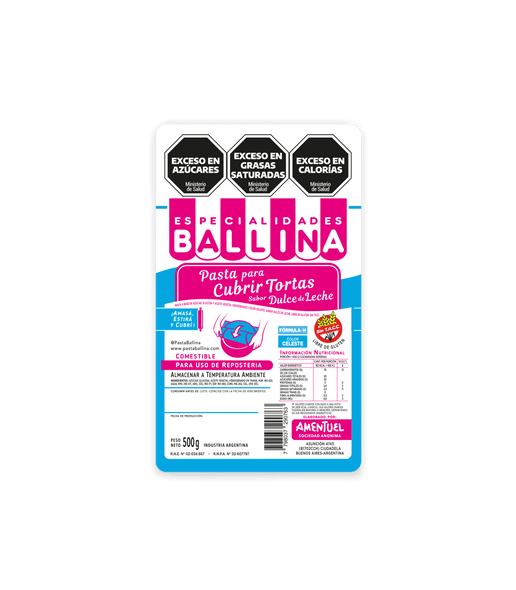 Pasta Ballina Sky-Blue Fondant Formula H Dulce de Leche-Flavored Cake Covering Pasta Para Cubrir Tortas, 500 g / 1.1 lb bag