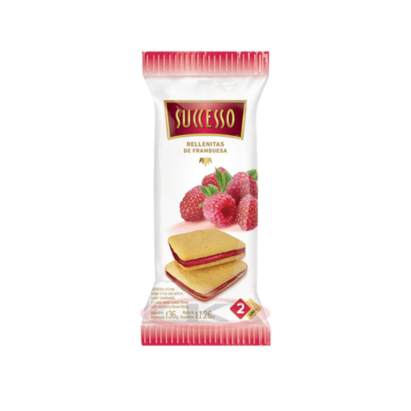 Successo Rellenas de Frambuesa Sweet Cookies with Raspberry Cream Filling, 36 g / 1.26 oz (pack of 3)