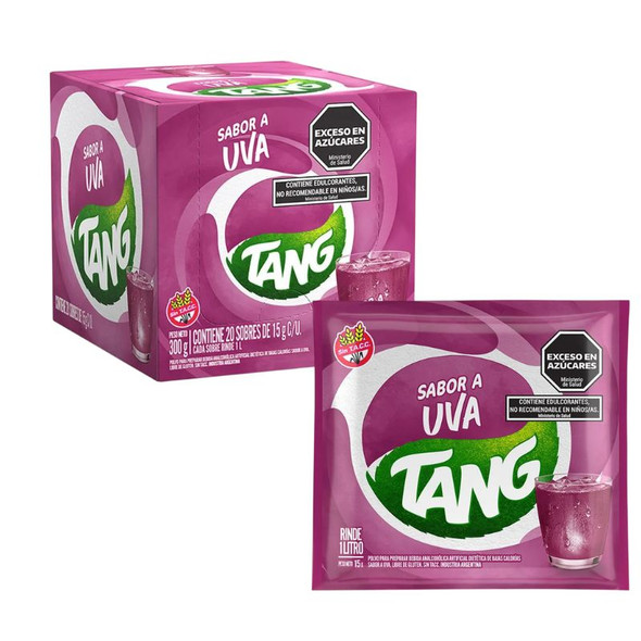 Jugo Tang Uva Powdered Juice Grape Flavor Low Sugar Sabor Uva, 15 g / 0.53 oz (box of 20)