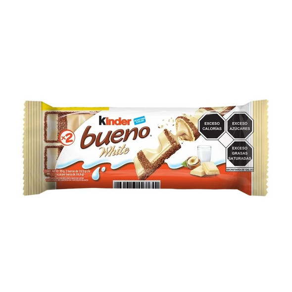 Kinder Bueno White Chocolate Bar Hazelnut Cream Filled Wafer Crema y Avellanas, 39 g / 1.37 oz ea (pack of 3 bars)
